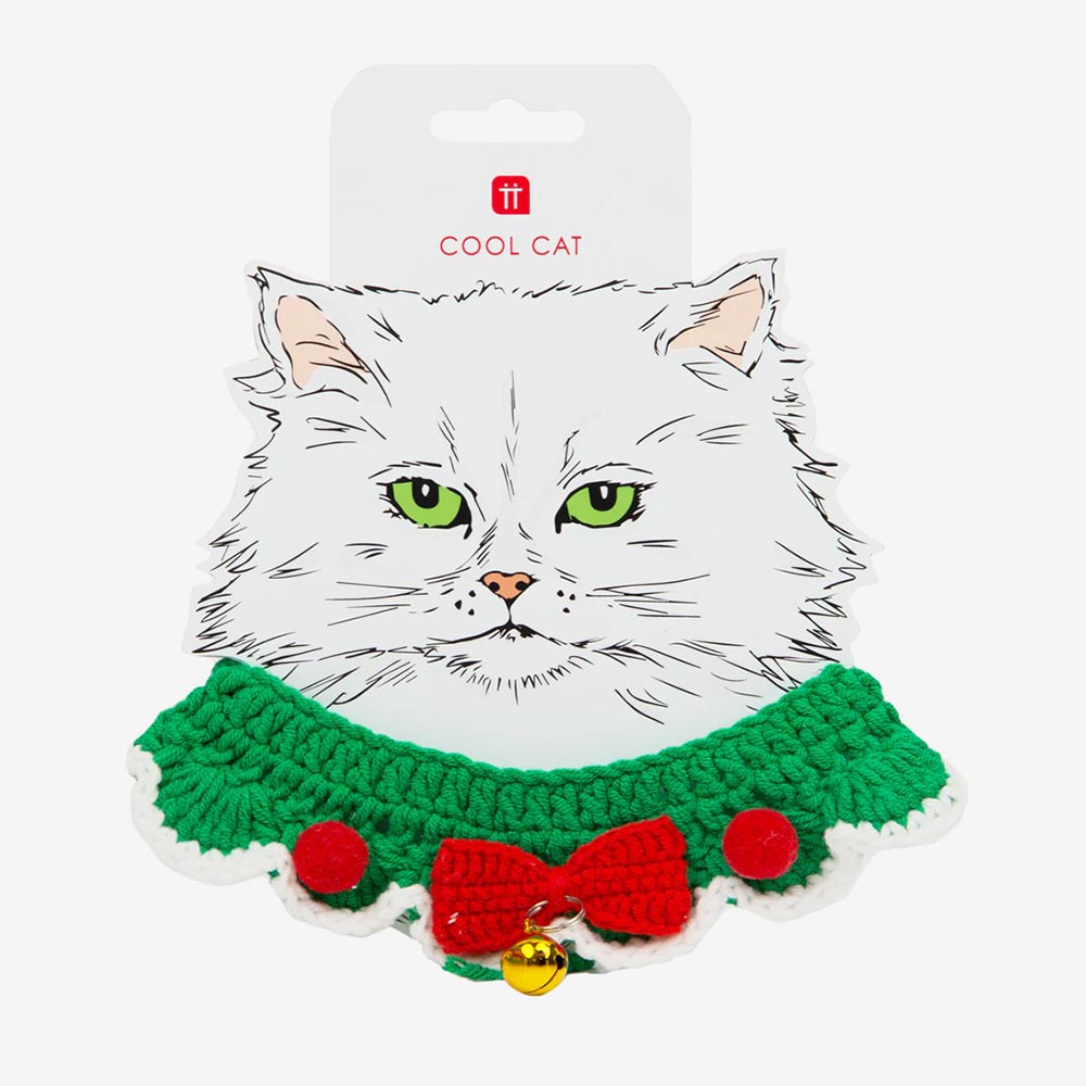 Crochet Christmas Cat Collar