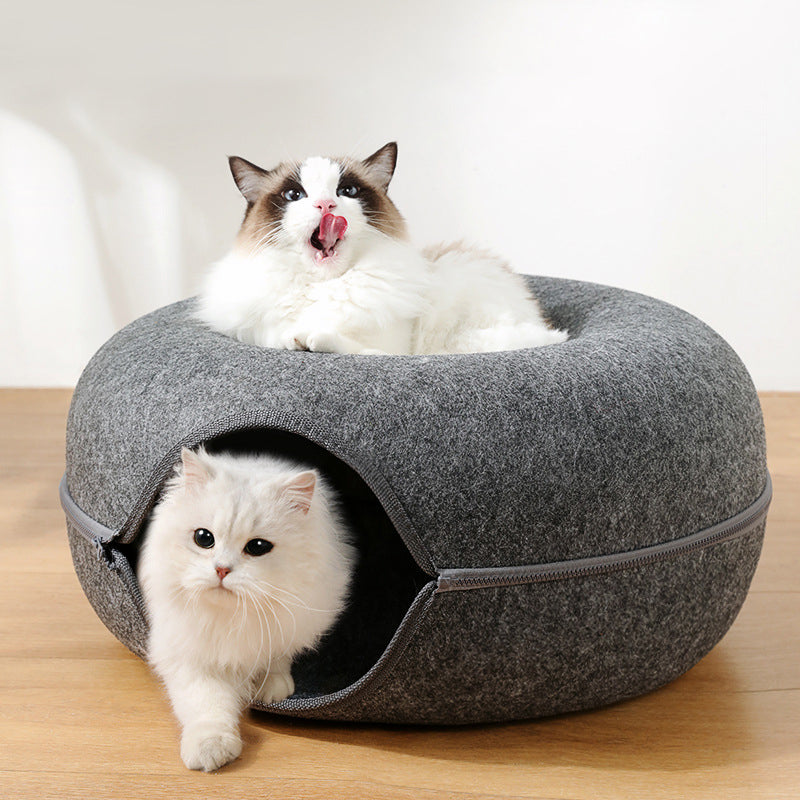 Round Cat Tunnel Donut Bed